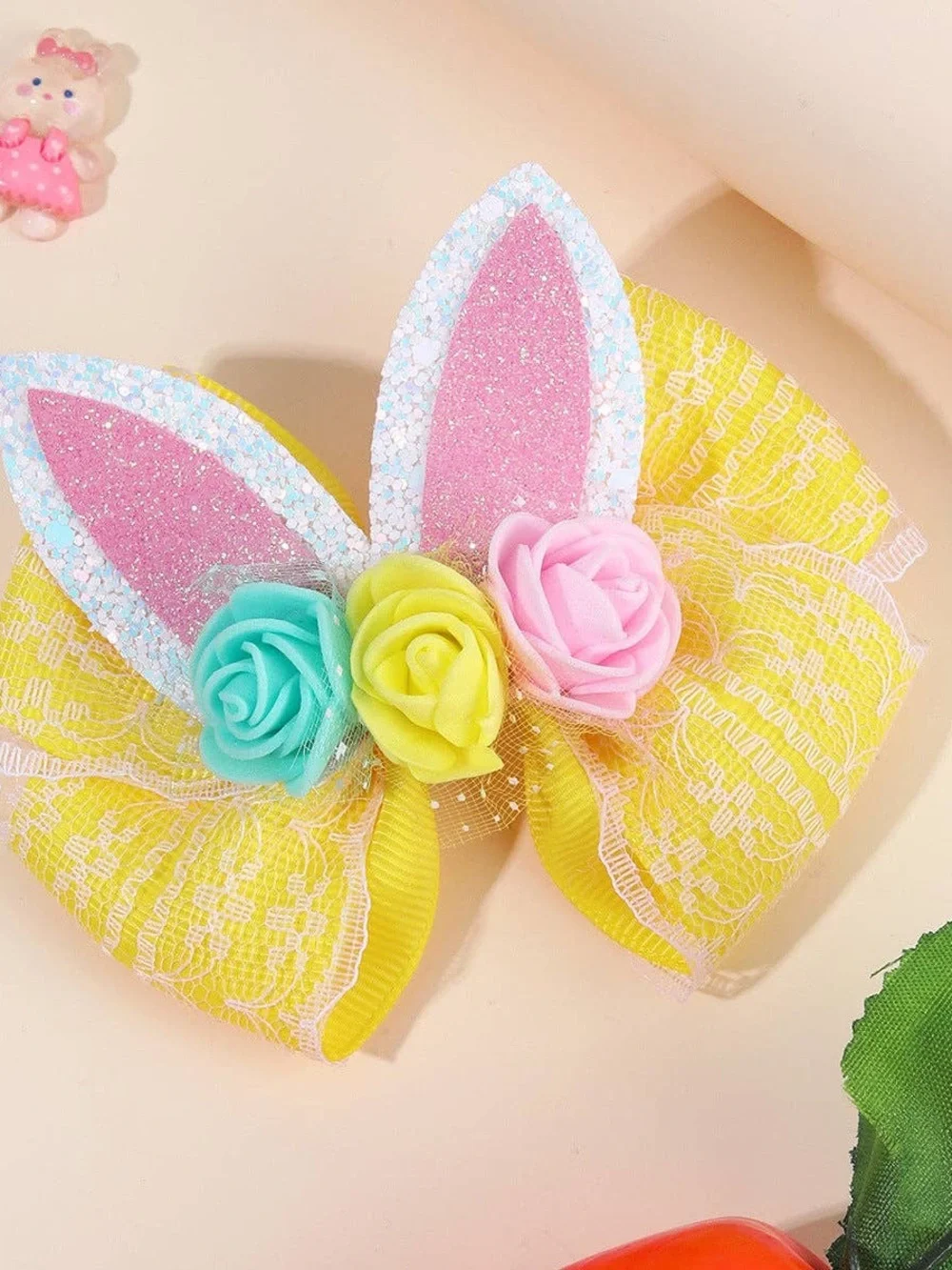 Pastel Bunny Ear Flower Hair Bows by Cheeky Plum